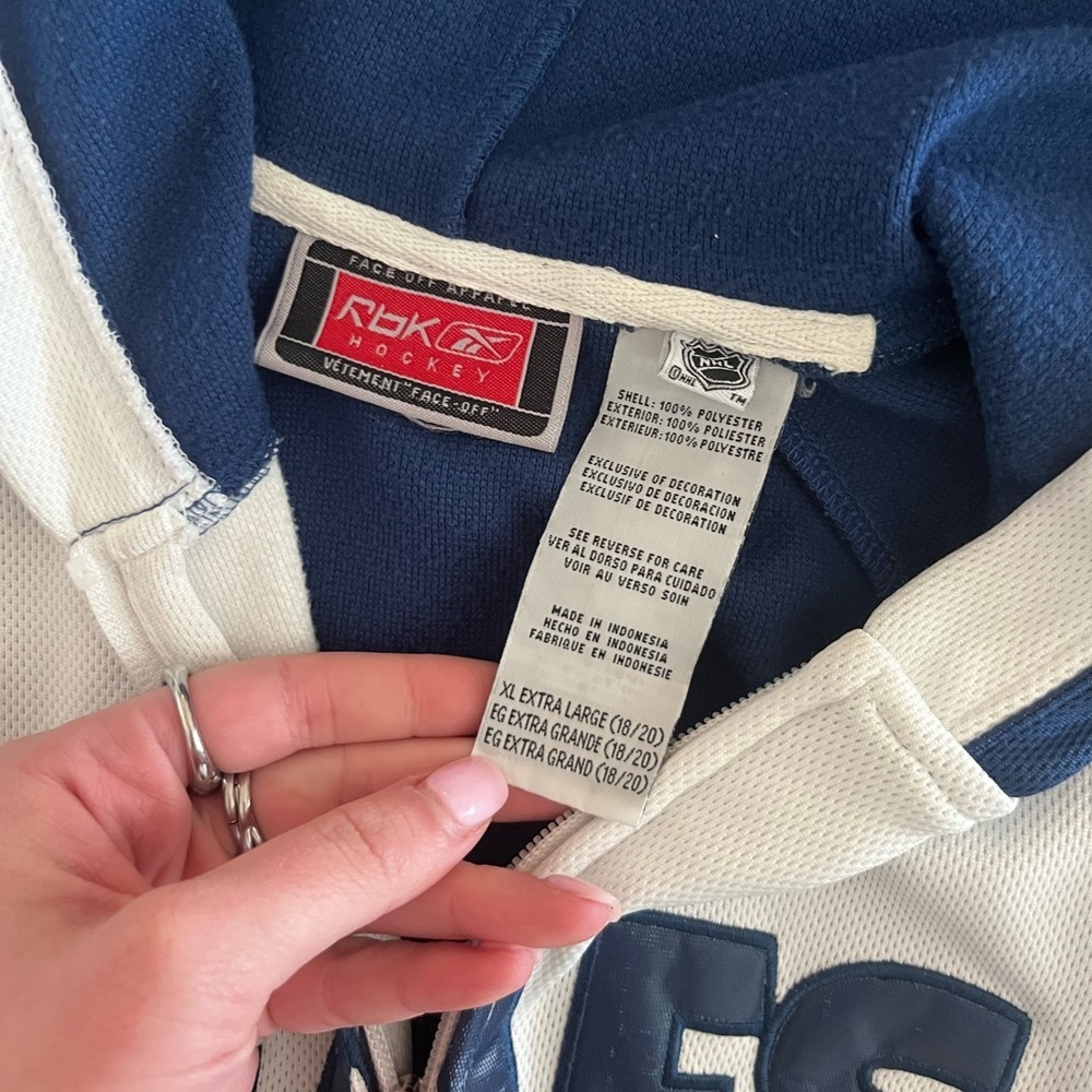 Toronto Maple Leafs Reebok Zip Up Hoodie Blue White - Picture 2 of 2